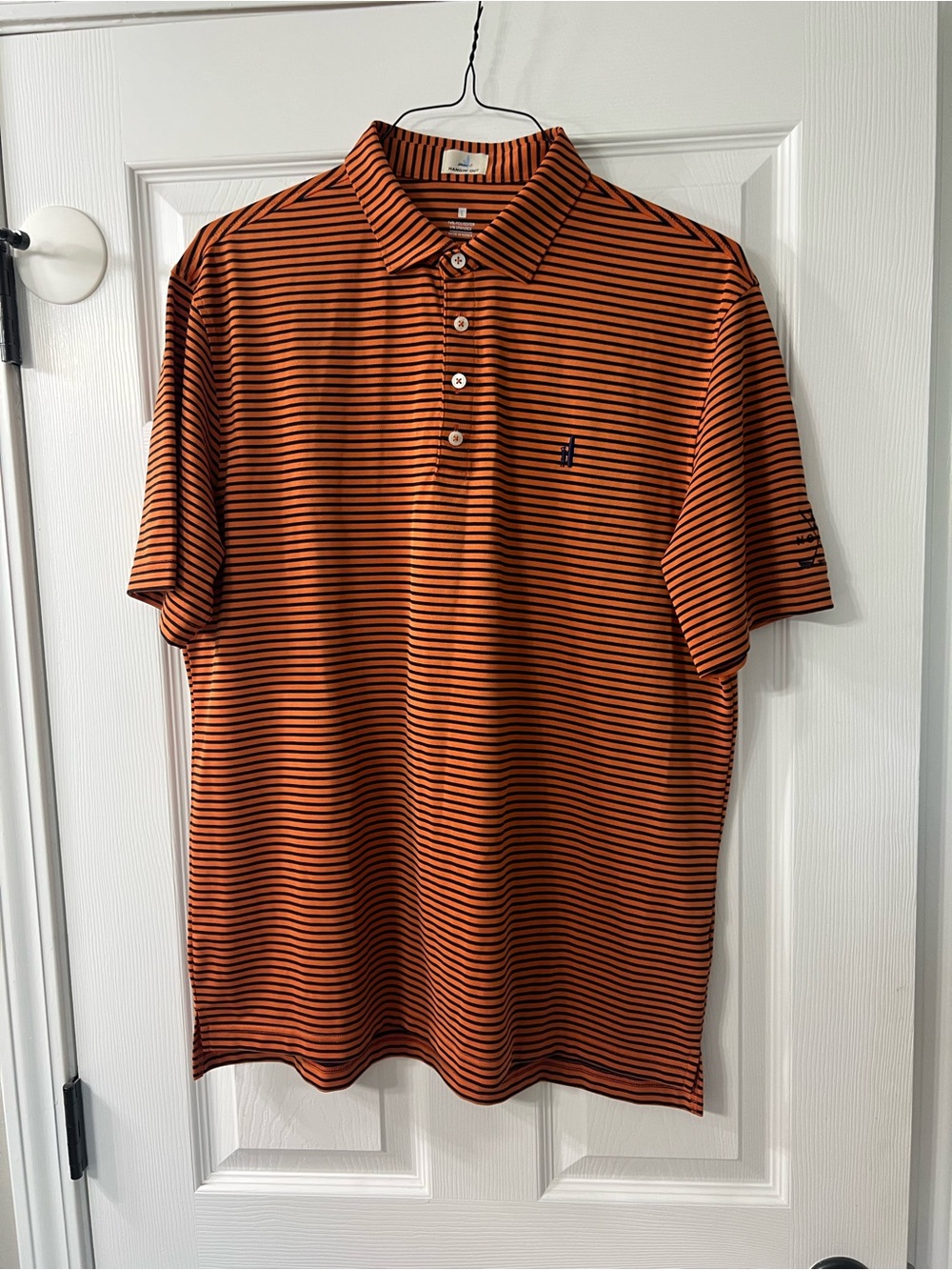 johnnie-O Orange and Black Thin-Striped Polo